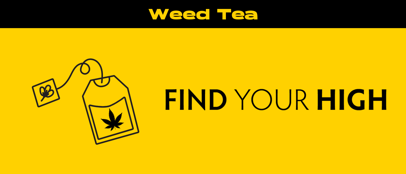 black and yellow banner image for weed tea blog