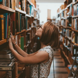 woman at the library