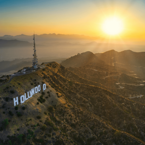 Hollywood sign at sunset