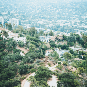 aerial view of houses in West Hollywood California