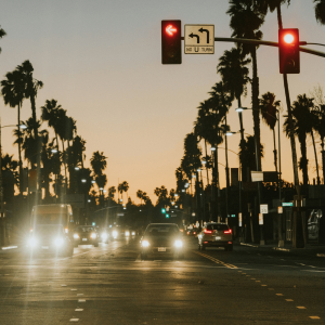 los angeles street at dusk