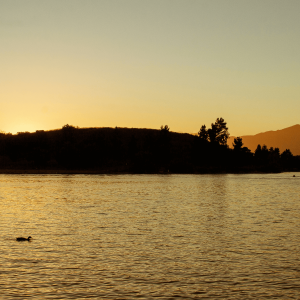 a reservoir in San Dimas at golden hour