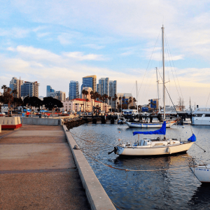 boats in San Diego downtown Harbor