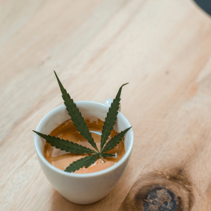 hemp leaf in coffee