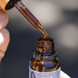 up close image of cannabis tincture bottle