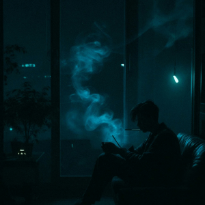 person smoking in the dark