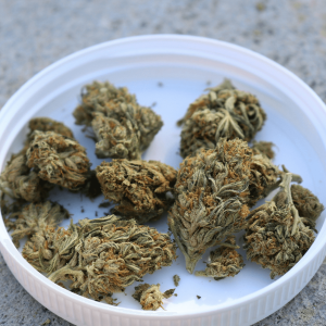 cannabis flower in white cap