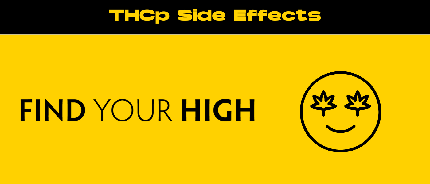 black and yellow banner image for thcp side effects blog