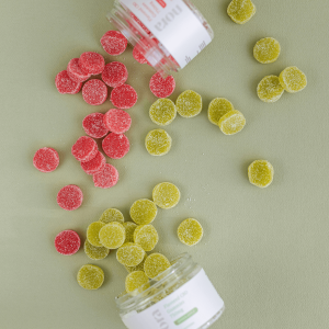 pink and green gummies