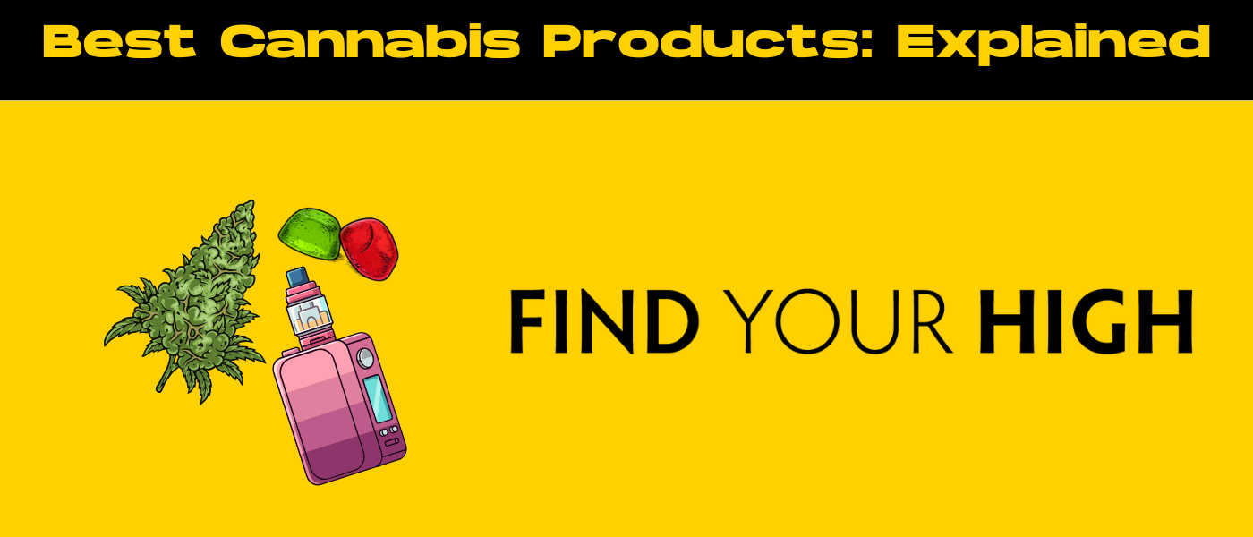 black and yellow banner image for What are the most popular kinds of cannabis products​ blog