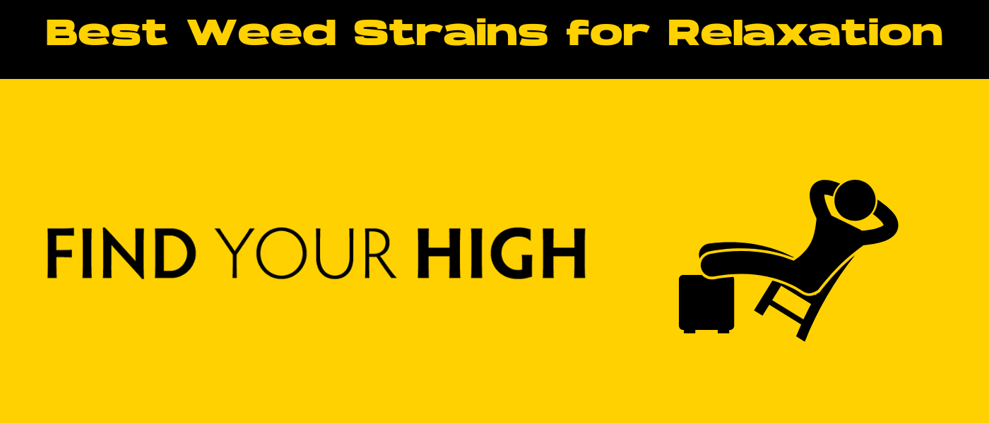 black and yellow banner image for best weed strains for relaxation blog