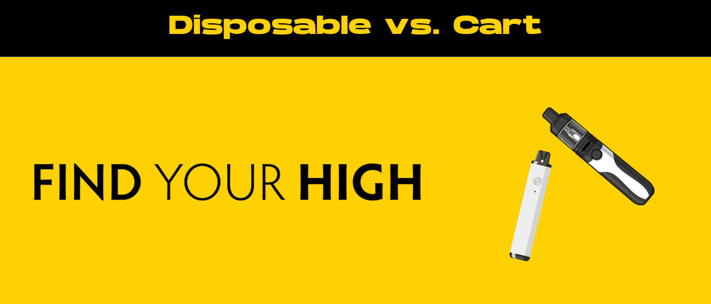 black and yellow banner image for Disposable vs Cart blog