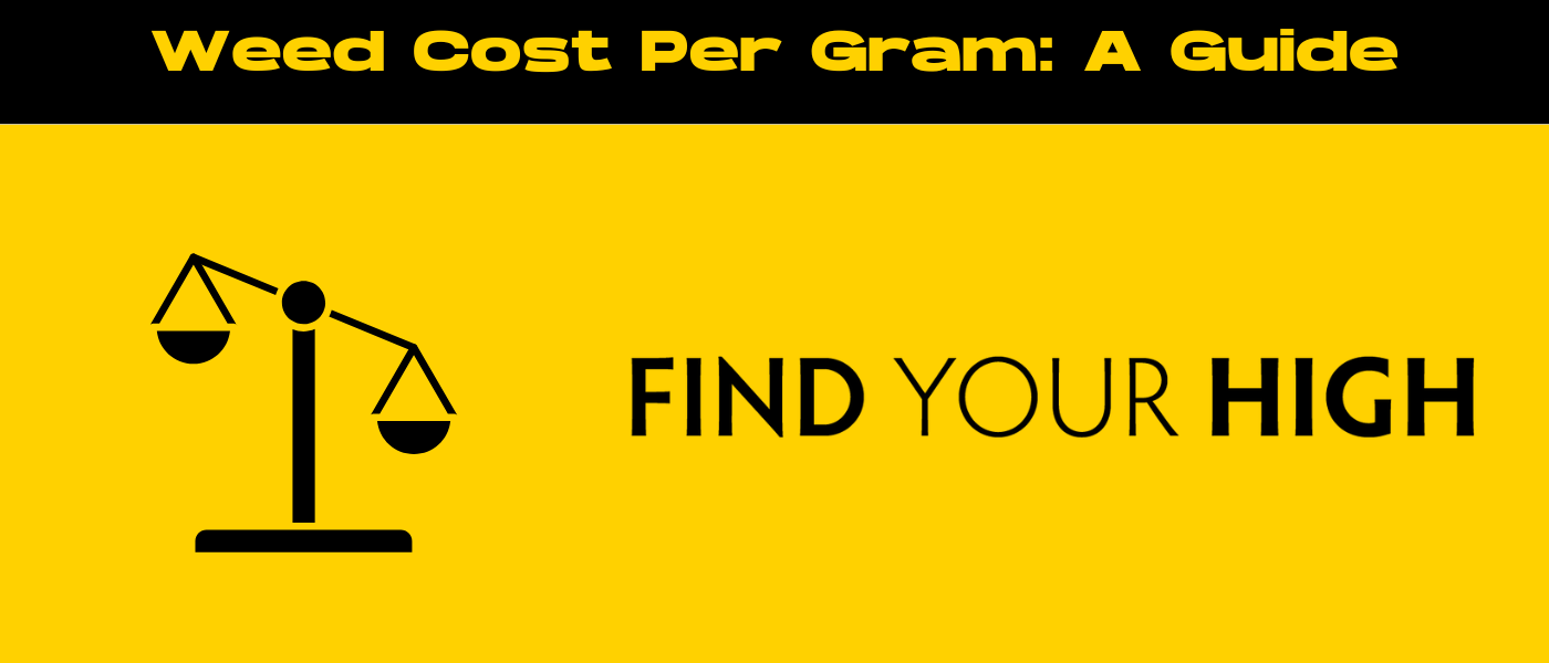 black and yellow banner image for weed cost per gram guide blog