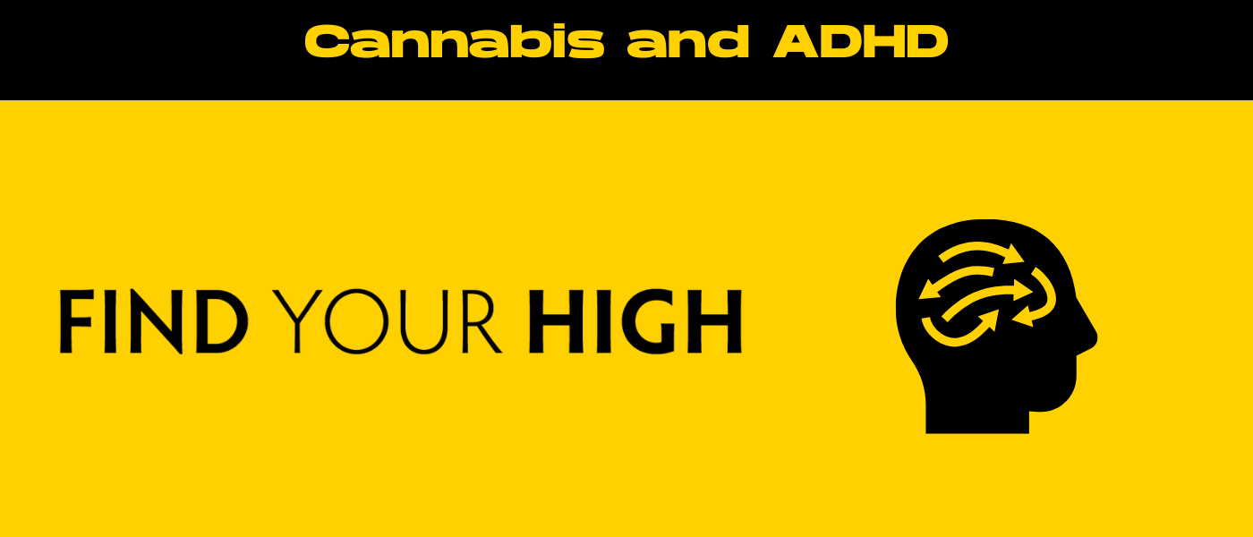 black and yellow banner image for cannabis for ADHD blog