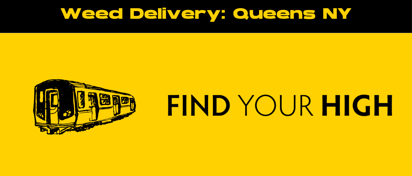 black and yellow banner image for weed delivery queens nyc